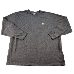 Carhartt Work Shirt Mens 3XL Loose Fit Gray Pocket Long Sleeve Grey K126-CRH